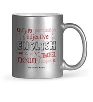 BK Gift Kişiye Özel İngilizce Öğretmeni Gümüş Yaldızlı Kupa Bardak  6