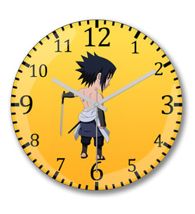 Chibi Sasuke Duvar Saati Bombeli Gercek Cam