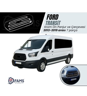 Ford Transit Krom Ön Panjur + Çerçeve 7 Parça 2013-2019 Paslanmaz Çelik
