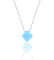 Söğütlü Silver Gümüş rodyumlu opal taşlı yonca kolye