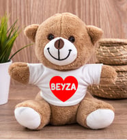 İsim Yazılı Kalp Tasarım Peluş Ayıcık