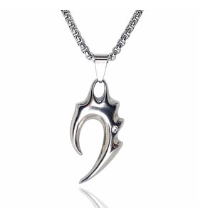 Rhinestone Tribal Alev Erkek Çelik Kolye Zincir 6018602965959 (Siyah)