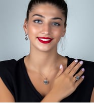 Gümüş Elmas Kesim Zirkon Taşlı Günlük Abiye Tasarım Set (Rose)