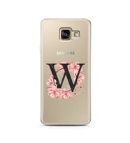 Pembe Çiçekli Harf Tasarım Süper Şeffaf Silikon Telefon Kılıfı Samsung A3 (2017)