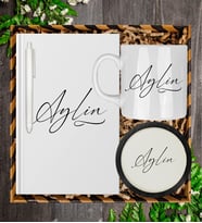 Kişiye Özel Beyaz Defter Kalem Kupa Ve Bardak Altlığı Hediye Seti 85306 (Model 4)