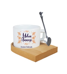 Anneler Günü İsme Özel Yılın Annesi Fincan (Beyaz)