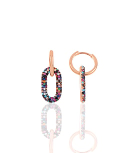 Söğütlü Silver Gümüş rose renkli taşlı handy küpe