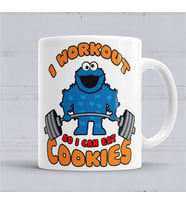 Cookie Monster Workout Kurabiye Canavarı Kupa Bardak Porselen