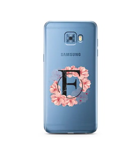 Pembe Çiçekli Harf Tasarım Süper Şeffaf Silikon Telefon Kılıfı Samsung C5 Pro   