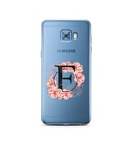 Pembe Çiçekli Harf Tasarım Süper Şeffaf Silikon Telefon Kılıfı Samsung C5 Pro   