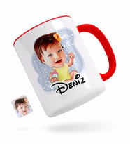 BK Gift Kişiye Özel Bebek Karikatürlü Kırmızı Kupa Bardak-1