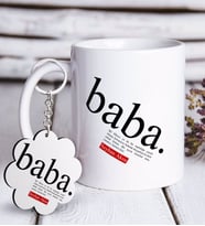BK Gift Kişiye Özel Baba Anlamı Beyaz Kupa ve Anahtarlık Hediye Seti (Model 1)