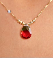Demas Gold Pırlanta 14 Ayar Altın Dorika Yakut Taşlı Kolye