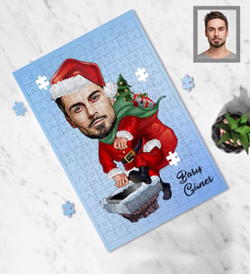 Kişiye Özel Yılbaşı Erkek Karikatürlü A4 99 Parça Puzzle Model-2