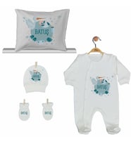 Pia Baby GL 2004 İsme Özel Leylekli Yastık Tulum Set