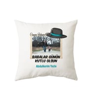Babalar Günü Hediyesi İsme Özel Yastık (Beyaz)
