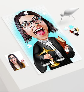 BK Gift Kişiye Özel Kadın Avukat Karikatür 240 Parça A3 Puzzle  1