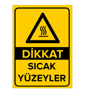 NEW JARGON - Dikkat Sıcak Yüzeyler Levhası - Sac Malzeme 25x35cm