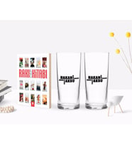 BK Gift Kişiye Özel Renkli Baskılı İsimli İkili Rakı Bardağı ve Rakı Cep Kitabı Hediye Seti-29 (Model 1)