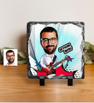 BK Gift Kişiye Özel Bay Gitarist Karikatürlü Dekoratif Doğal Taş  2