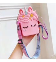 Unicorn Tasarım Silikon Omuz Askılı Çanta Pembe