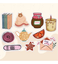 Kitap Mektup Mum Karışık Tasarımlı A5 Stickers Çıkartma PYTKST001