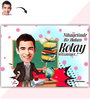 BK Gift Kişiye Özel Bay Öğretmen Karikatür Baskılı Yaş Pasta İçin Yenilebilir Şekerli Kağıt  2(Sadece Kağıt)