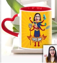 BK Gift Kişiye Özel Anneler Günü Temalı Kırmızı Kalpli Karikatürlü Kupa Bardak Kk2