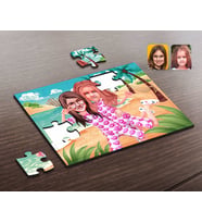 BK Gift Kişiye Özel Kız Kardeşler Karikatürlü Ahşap Puzzle-1