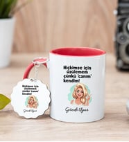 Canım Kendim İsme Özel Kırmızı Kupa Bardak ve Anahtarlık Set