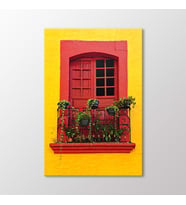 Arty Tablo Camın Önündeki Çiçekler Tablo (Karışık)