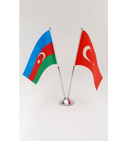 Masa bayrağı Çiftli Azerbaycan-Türkiye Bayrağı (Krom)