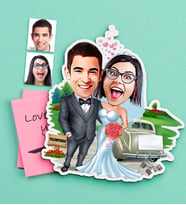BK Gift Kişiye Özel Evleniyoruz Karikatürlü Ahşap Magnet-1 (Çok Renkli)