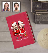 Kişiye Özel Yılbaşı Sevgili Karikatürlü Kırmızı Defter Model-1