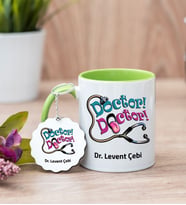Doktor Doktor Yeşil Kupa Bardak Ve Anahtarlık Set