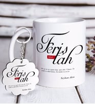 BK Gift Kişiye Özel Mânâ Feriştah Beyaz Kupa ve Anahtarlık Hediye Seti (Model 1)