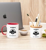 Emoji Tasarım Kırmızı Kupa Bardak Ve Kalemlik Hediye Seti