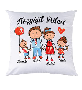 Çekirdek Ailem İsimli Hediye Yastık