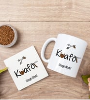 Erkek Kuaförü Beyaz Kupa Bardak Ve Bardak Altlığı Seti