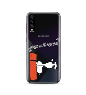 Snoopy Tasarımlı Süper Şeffaf Silikon Telefon Kılıfı Samsung A30s