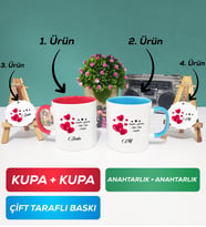 İkili Kırmızı Mavi Sevgililer Günü Hediyesi Kupa Bardak Anahtarlık