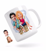 BK Gift Kişiye Özel Sevgililer Karikatürlü Beyaz Kupa Bardak-51