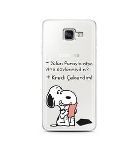 Snoopy Tasarımlı Süper Şeffaf Silikon Telefon Kılıfı Samsung A5 (2016)