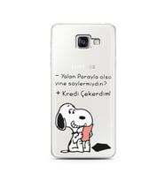 Snoopy Tasarımlı Süper Şeffaf Silikon Telefon Kılıfı Samsung A5 (2016)