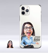 BK Gift Kişiye Özel Bayan Kolay Yetişmiyor Karikatürlü iPhone 11 Pro İnce Şeffaf Silikon Telefon Kapağı-2 (Beyaz)