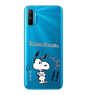 Snoopy Tasarımlı Süper Şeffaf Silikon Telefon Kılıfı Oppo Realmi C3