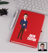 Kişiye Özel Karikatürize Centilmen Defter Kalem Seti Kırmızı 91356