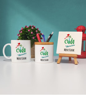 Mesajlı Gıda Mühendisi Tasarımlı Kişiye Özel Gıda Mühendisi Kupa Bardak Kalemlik ve Dekoratif Taş Baskı Hediye Seti