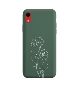 Iphone XR Çizgi Tasarımlı Koyu Yeşil Lansman Telefon Kılıfı