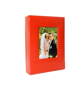 100'lük Kırmızı Deri 15x21cm Pencereli Fotoğraf Albümü